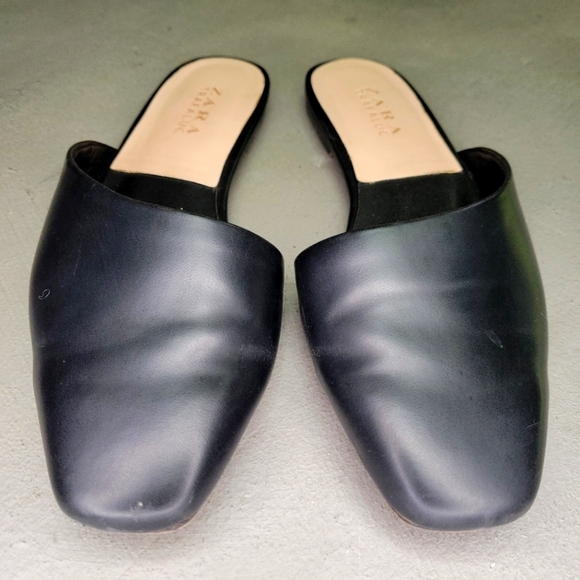 🖤ZARA Black Leather Asymmetric Flat Slippers Size 6 [EUC] 🖤 - Picture 4 of 8